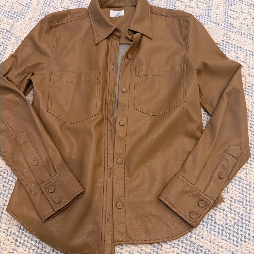 Wilfred Tan Faux Leather Shirt